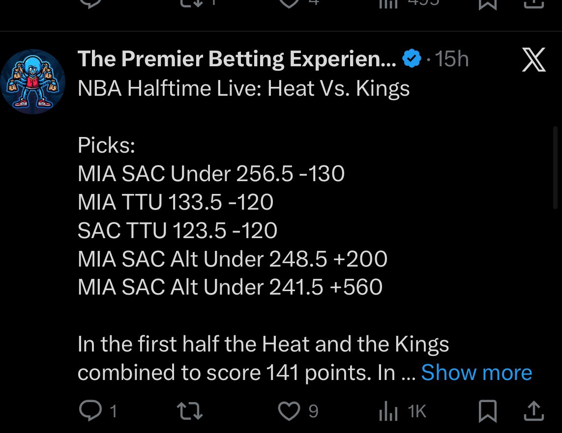 SRCGROUP2K's tweet image. NBA Halftime Live 3U+ Free
🏀MIA SAC U256.5✅
🏀MIA TTU 133.5✅
🏀SAC TTU 123.5✅
🏀LAL DEN U239.5✅
🏀LAL TTU 115.5✅
🏀DEN TTU 123.5✅
🏀PHI TTO 107.5✅
🏀LAC TTO 106.5✅
🏀LAC +17.5❌
🏀PHI +5.5❌
🏀CHI TTU 125.5❌
🏀PHO TTU 112.5❌