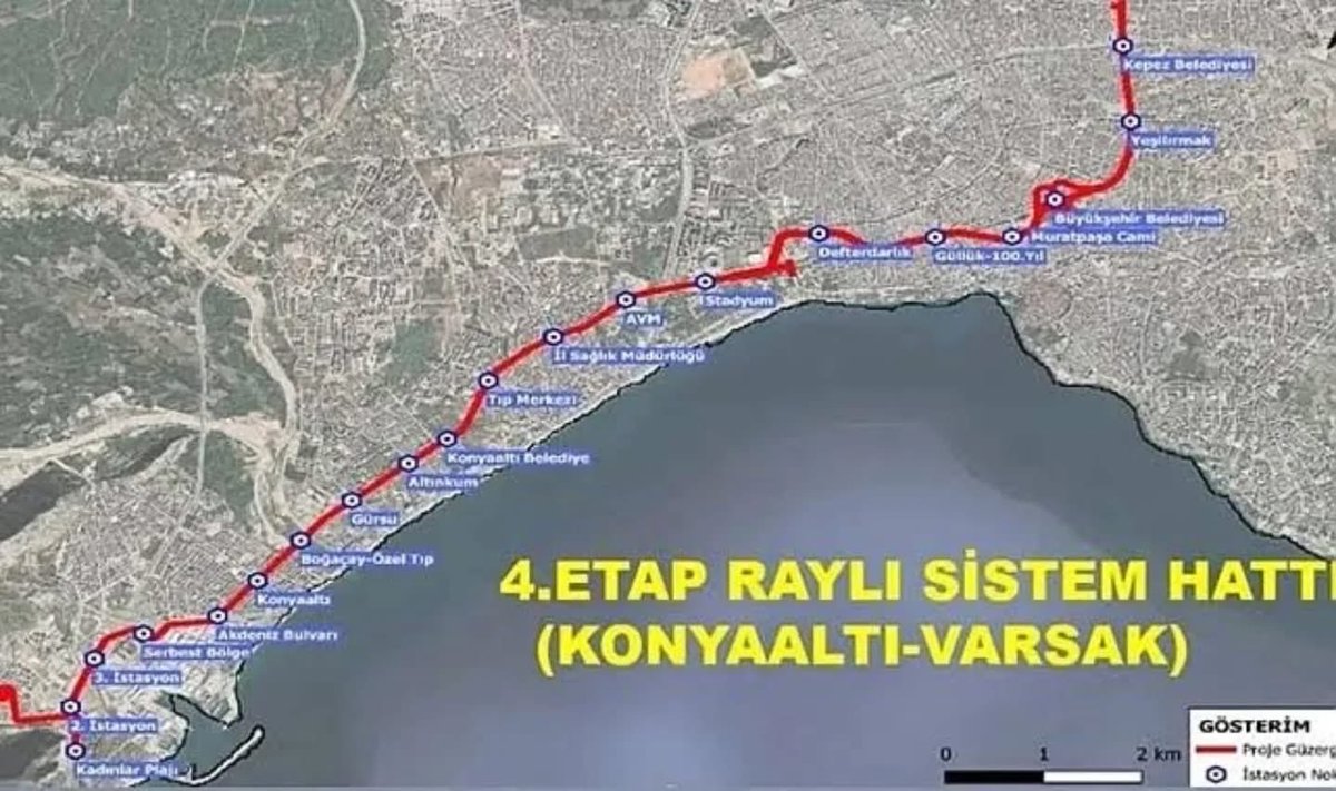 Antalya'daki 4. Etap Raylı Sistem Projesi, 2026 yılı Cumhurbaşkanlığı Yatırım Programı'na alındı.