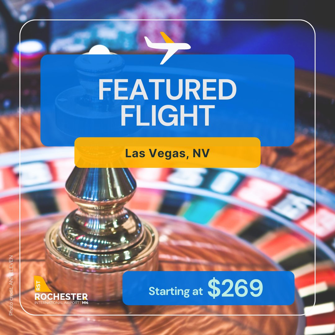 Some trips are about slowing down.
Vegas is not one of them.
Fly from RST starting at $269. ✨

#FlyLocal #RST #Flocal #RochesterMN #FlyRST