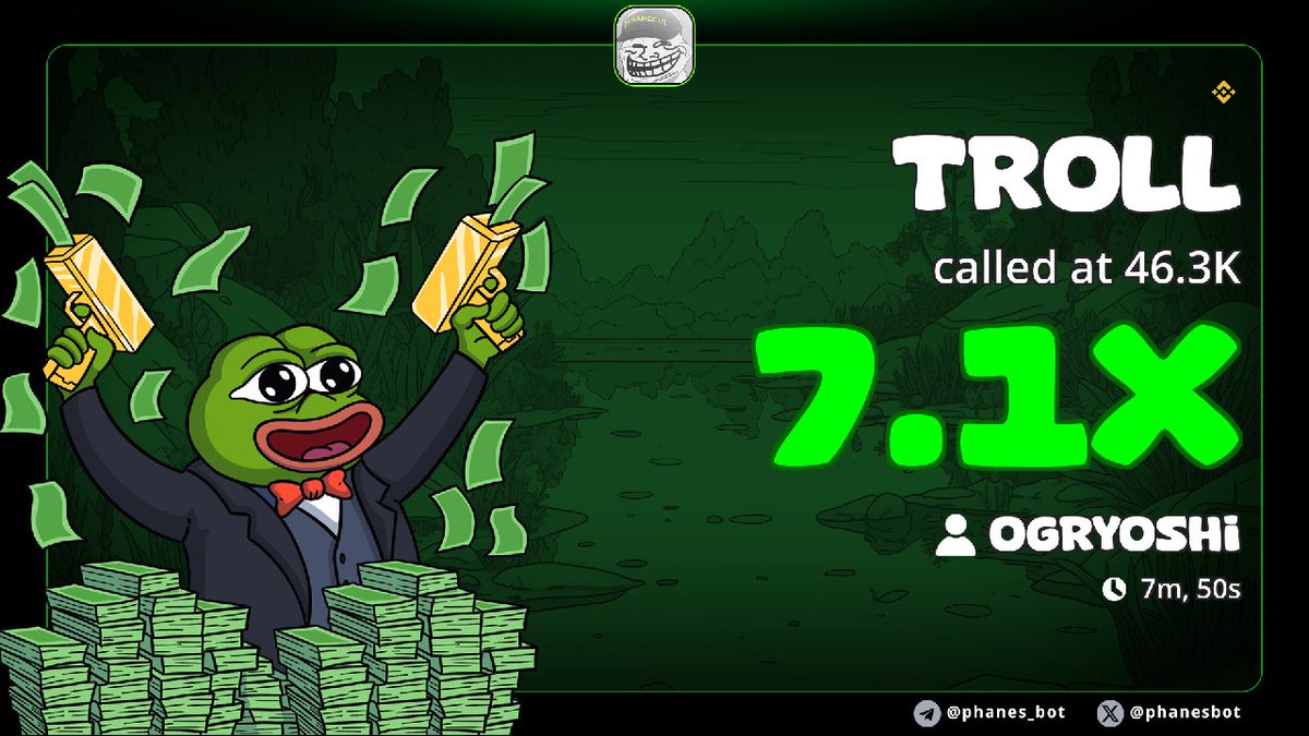 OGRyoshi's tweet image. Troll  $TROLL 🔶 BSC

Aped a bag some Troll on BSC. Have good launch and good volume. Gamble for now. Already hit a clean #7x+. So dyor find your good entry if u want to in. NFA

0x27a2a106c58cbc39028551bce8f6ec55ae864444

dexscreener.com/bsc/0x27a2a106…

x.com/BinanceUS/stat…