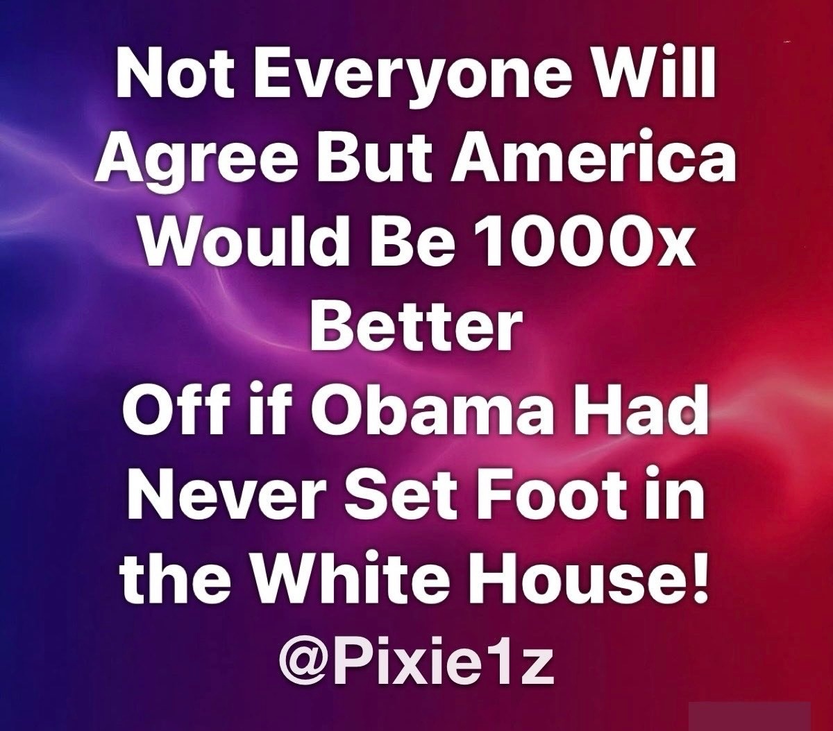 America would be 1000 times better if Obama never set foot in the White House.