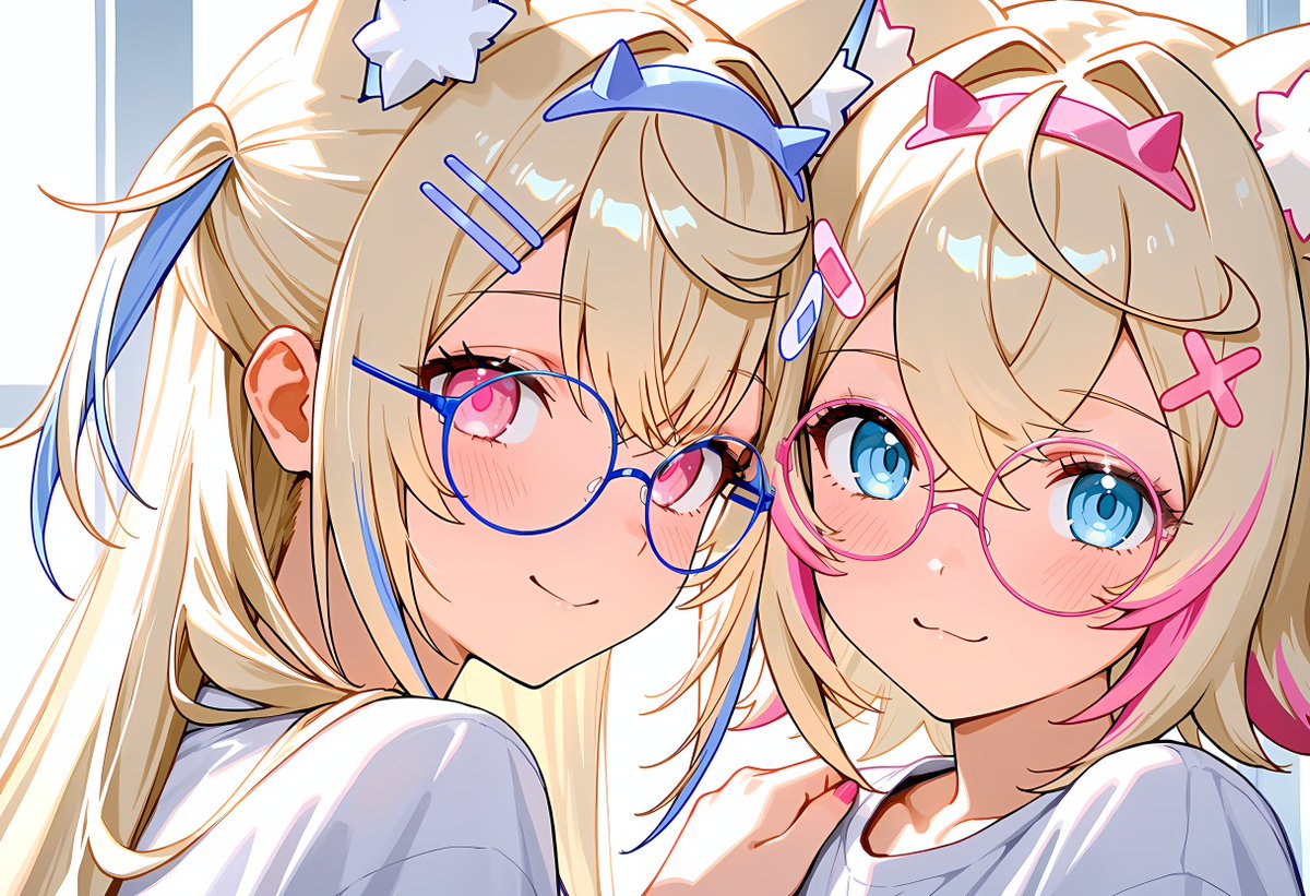 ARIA_AI_10's tweet photo. モココ・アビスガード/フワワ・アビスガード
Mococo Abyssgard/Fuwawa Abyssgard
「メガネフワモコ」   
#AIイラスト 
#AIart https://t.co/JLycQamTDI