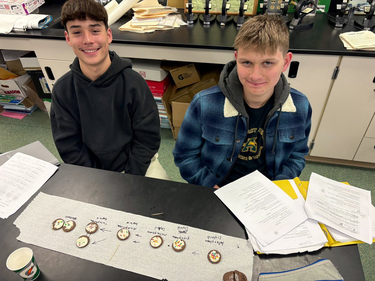 GlatzScience's tweet photo. Glad to be back in the science groove today!  Earth and the Environment worked on topographic maps and Biology made tasty Mitosis models!  GO COMETS!! https://t.co/fYOZAbePOw