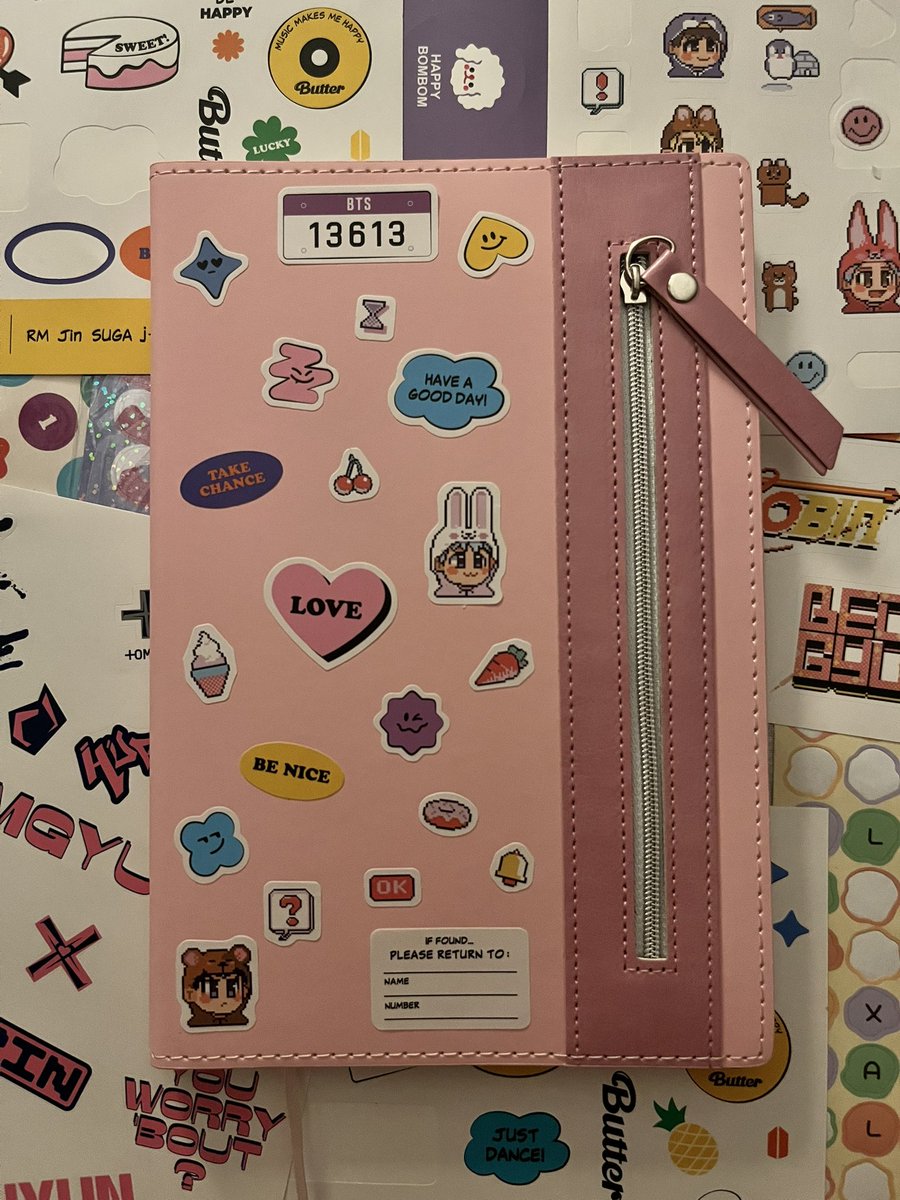 beriecart's tweet photo. i bought a new journal yesterday and decided to deco w old bts/txt stickers, it turned out well :’> https://t.co/pcUHt0u8Fi