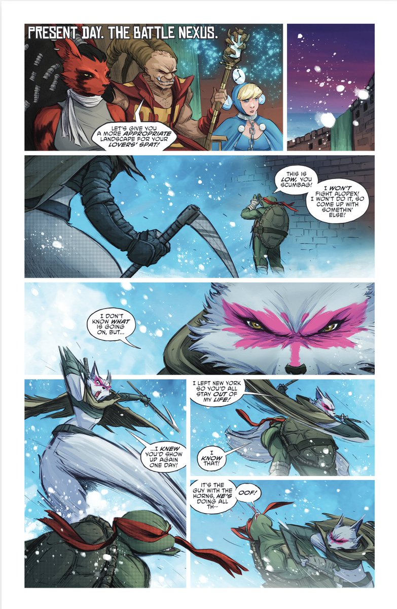 IDWPublishing's tweet image. When the twisted battle master calls for a wildcard match between former flames #Raphael and #Alopex, their prodigious fighting skills—and unbelievable tempers—could bring down the entire Battle Nexus!

#TeenageMutantNinjaTurtles: #BattleNexus #3 is at LCS!

#TMNT #NewComic #NCBD