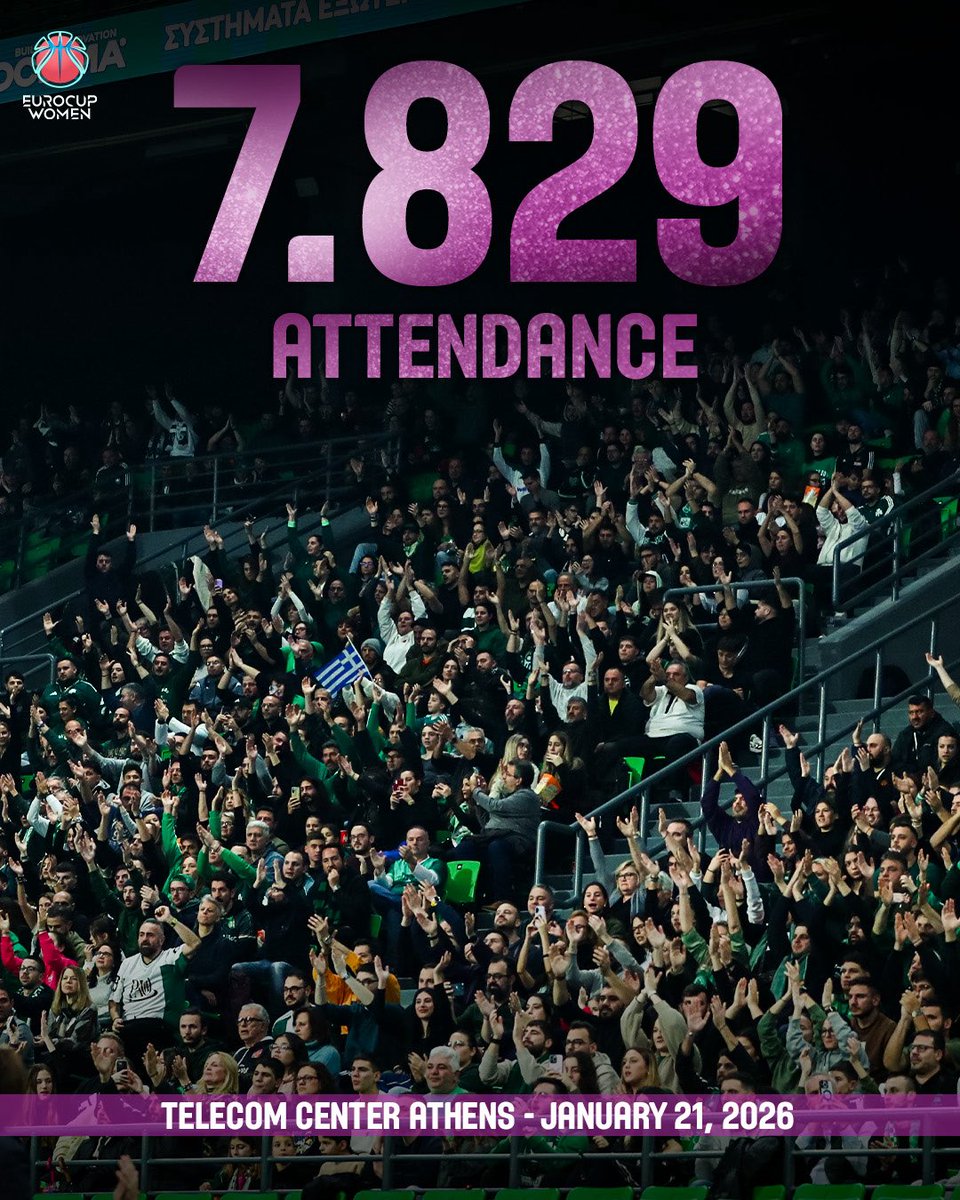 EuroCupWomen's tweet image. ATHENS ROARING 🗣️🗣️🗣️

Panathinaikos record third highest attendance in #EuroCupWomen history 🔥☘️