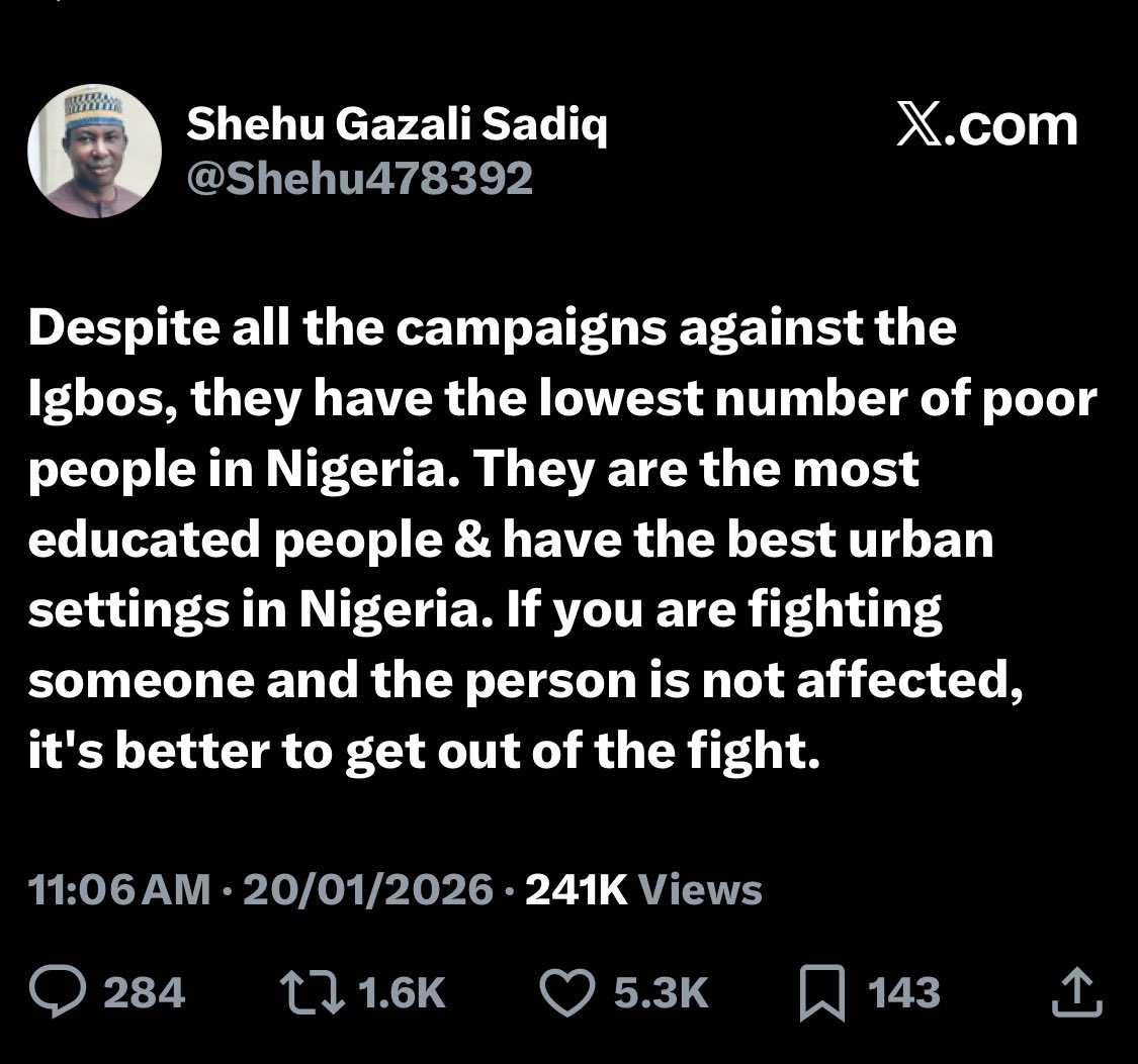AloyEjimakor's tweet photo. I’ve said it before: It’s very tough being Igbo in Nigeria. The evidence is legion &amp; has been escalated in this era. https://t.co/VH6pqG6Tjx