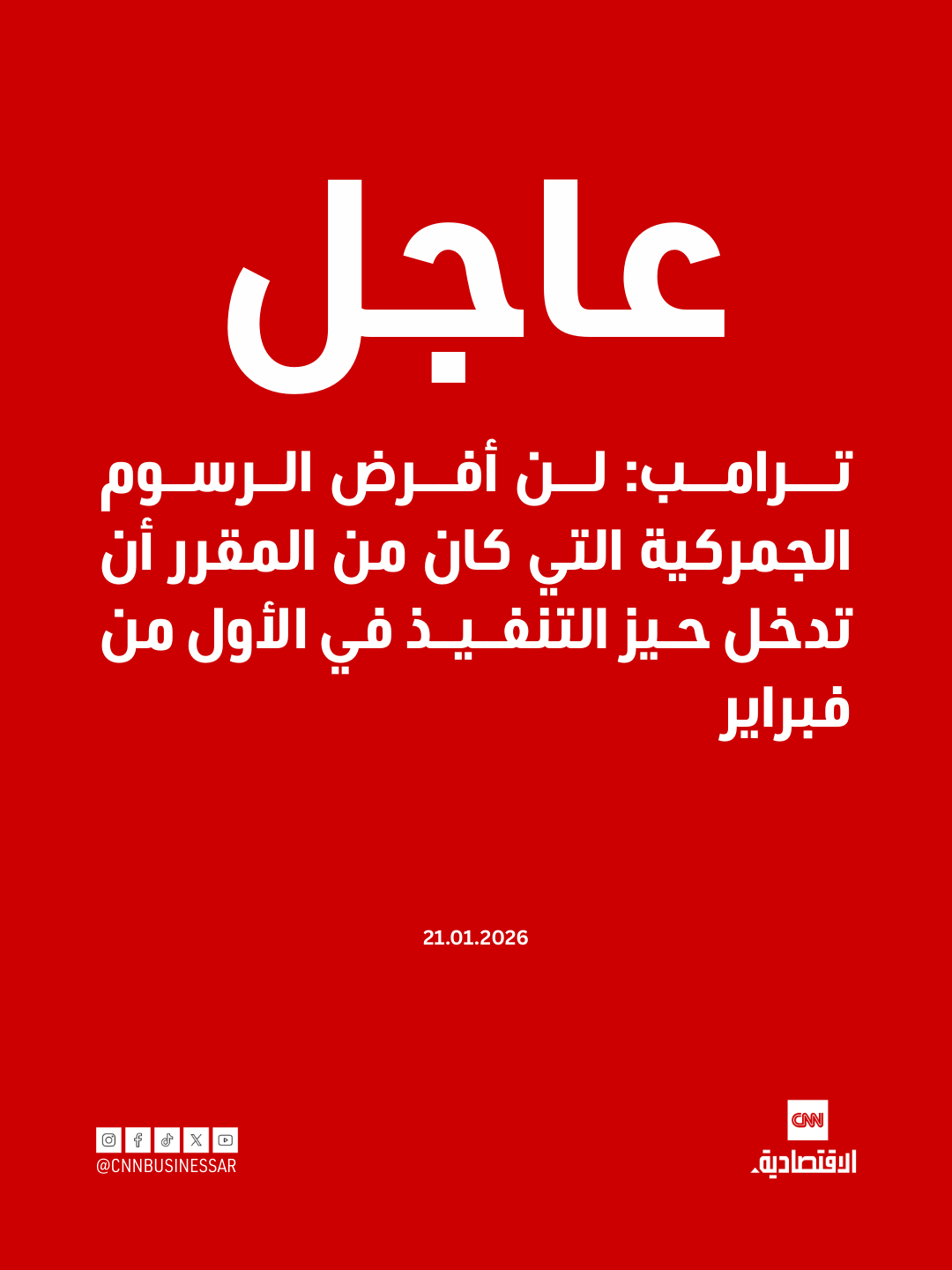 ترامب: لن أفرض الرسوم الجمركية التي كان من المقرر أن تدخل حيز التنفيذ في الأول من فبراير 