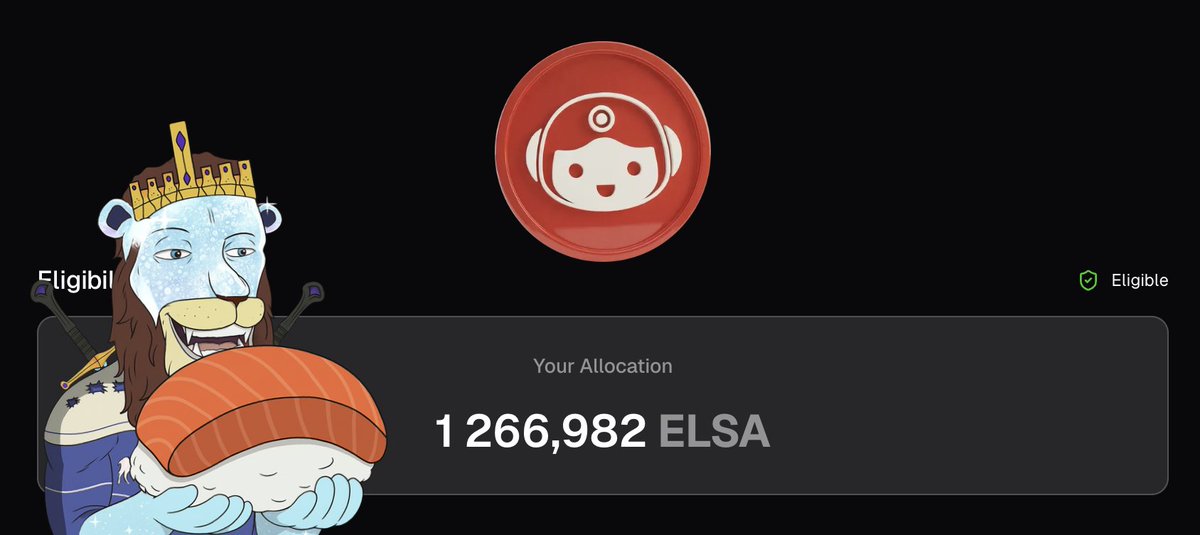 Ain't much but honest work 🫡 

Got ~1300 $ELSA from prev activities on <a href="/HeyElsaAI/">HeyElsa</a> 

170$ = 170$, but can't say how much money were burned for platform + provider fees and slippage

Are we gonna get the life changing opportunity frens? Like some of CT frens got from i.e.