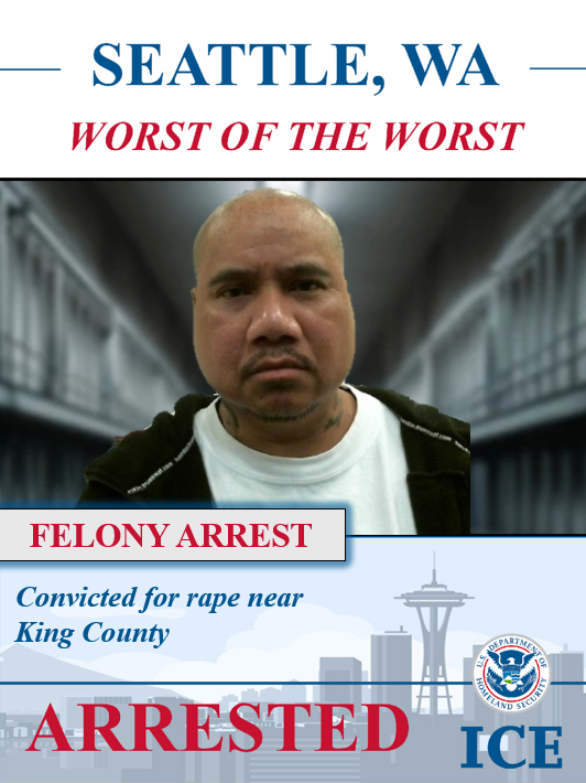 EROSeattle's tweet image. RAPIST DETAINED
ICE ERO Seattle arrested Orn Sayaseng, a 51-year-old illegal alien from Laos who has a felony conviction for rape near King County, Washington, and was sentenced to 50 months in prison.