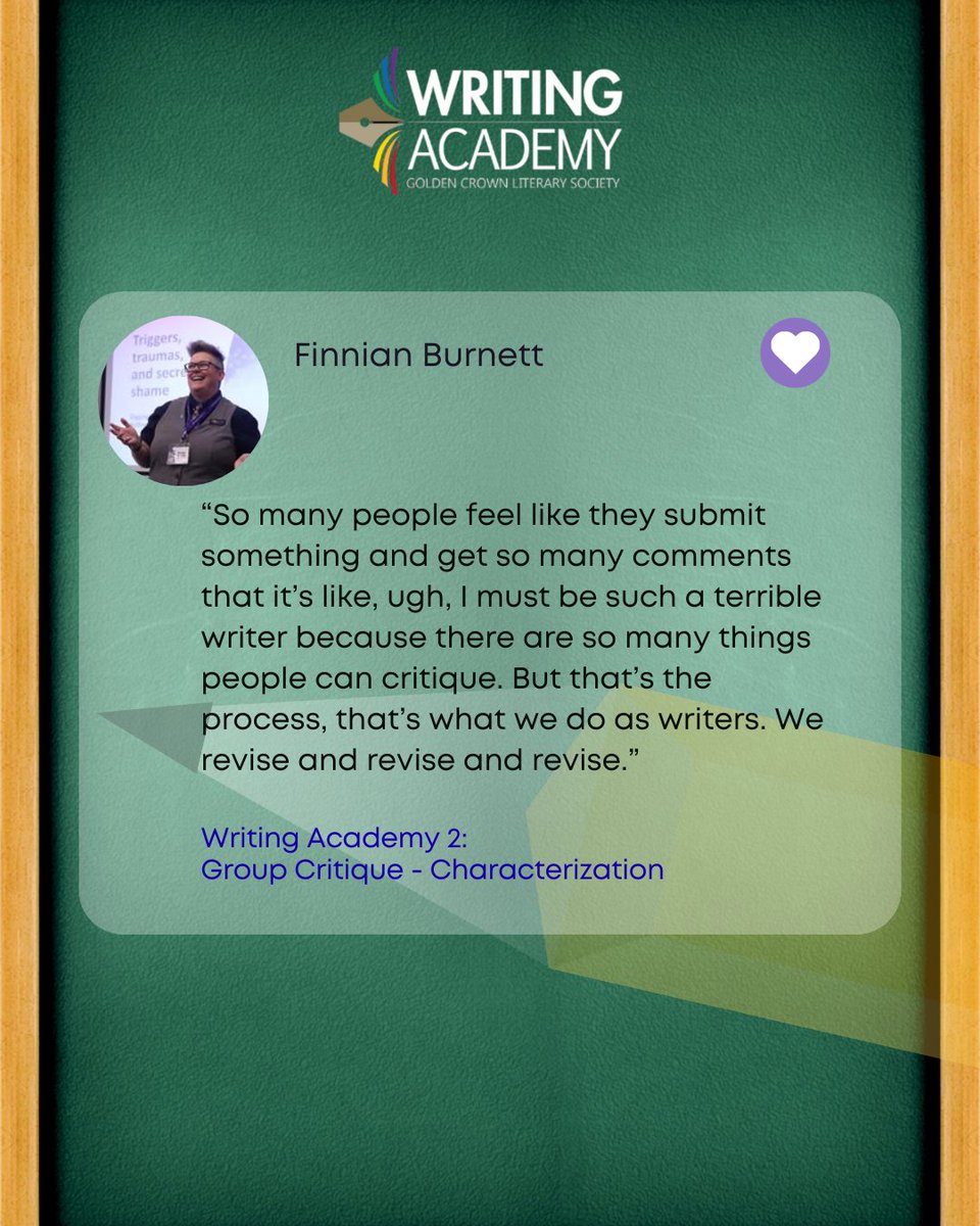 Tell me the brutal truth without being brutal. Critique is an essential part of being a writer. 

Thank you, <a href="/FinnianBurnett/">Finnian Burnett</a>, for a wonderful class. :)

Enroll today!

#gclswa #sapphicfiction #sapphicwritingprograms #lesfic #sapphicreaders 

<a href="/goldencrownls/">The Golden Crown Literary Society (GCLS)</a>