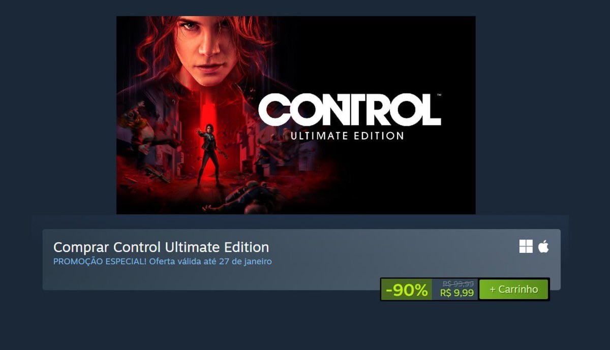 Descontopia's tweet image. ✅ Jogo Control Ultimate Edition - Steam!

💵 Por apenas R$ 9,99

🔗 store.steampowered.com/app/870780/Con…