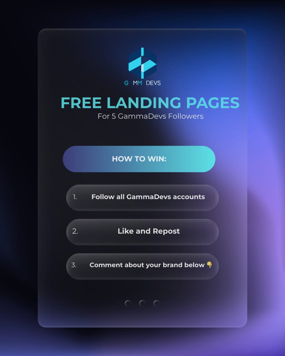GammaDevs's tweet photo. Check out our Instagram post for a chance to win one of 5 FREE professional landing pages👉 Follow, like, repost, and comment to enter.
Link to Instagram post: [https://t.co/8wGE8Ec3VH]

#GammaDevs #FreeLandingPage #Branding #WebDesign #StartupSupport #TechDesign #BuildYourBrand https://t.co/1AenMzGWUU