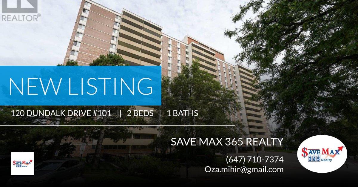 365rltybroker's tweet photo. 📍 New Listing 📍 Take a look at this fantastic new property that just hit the market located at 120 Dundalk Drive #101 in Toronto (dorset Park). Reach out here or at (647) 710-7374 for more information https://t.co/WvNlfXZ3qO https://t.co/oL83uUHQYH