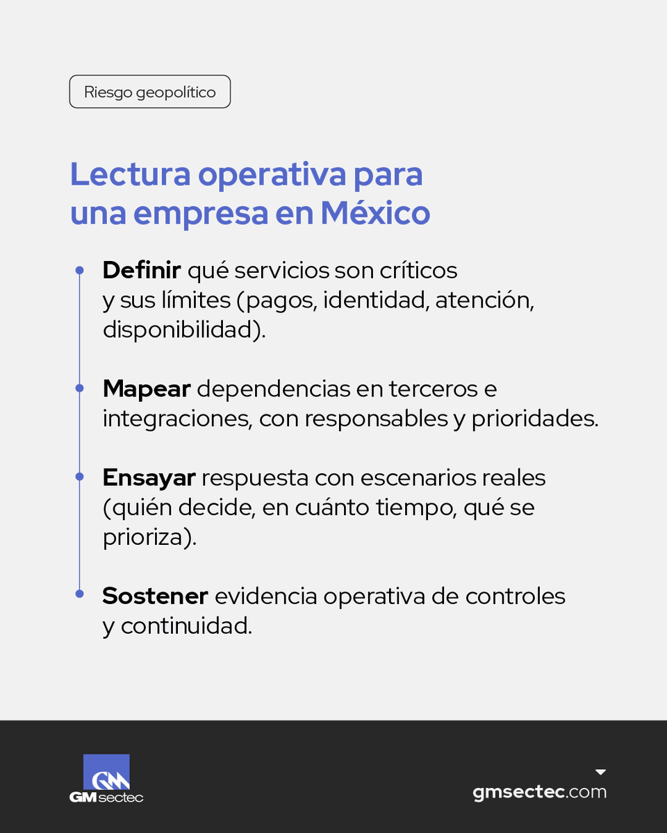 6% de las organizaciones ya está incorporando el riesgo geopolítico en su estrategia de ciberseguridad. 🌎 Cuando el contexto se tensa se deben tomar medidas certeras.

#RiesgoGeopolítico #CadenaDeSuministro #Ciberseguridad