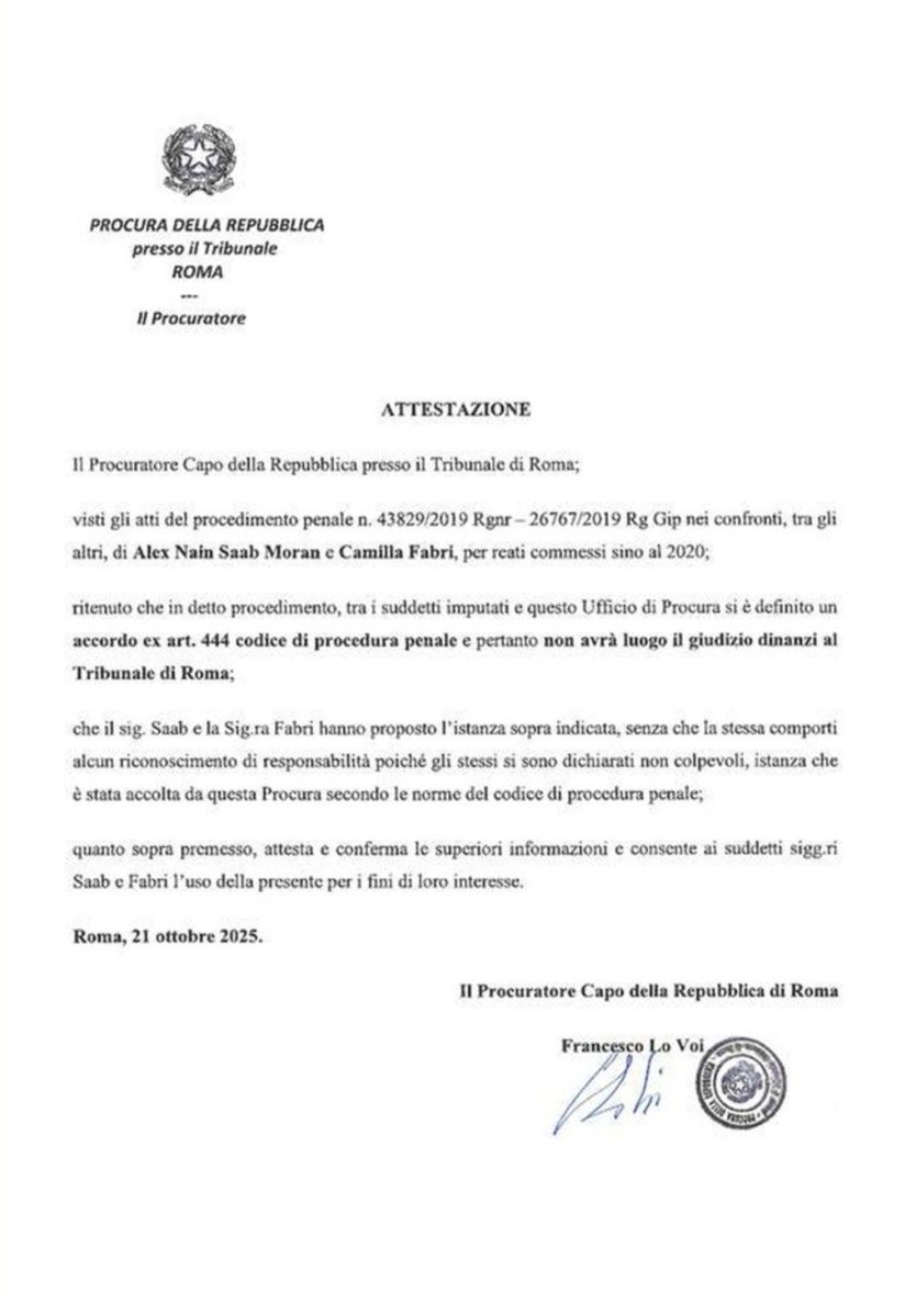 Missizquierdaa's tweet image. Voy a dejar este papelito por aquí y me retiro: 

Camilla Fabri y Alex saab siempre fueron inocentes y la justicia italiana lo certifica.

Va dirigido a @carlaangola 
@VickyDavilaH 
@robertodeniz 

#Vickypresstitute