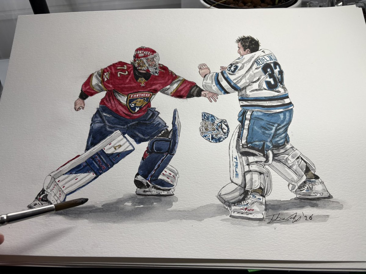 The first goalie fight since 2020 — Florida’s Sergei Bobrovsky and San Jose’s Alex Nedeljkovic — was one of those electric moments I just had to capture.

Hope you like it.😊
Thanks for all the support 🙏

🎨 MikeNguyenArt.com

<a href="/Sportsnet/">Sportsnet</a> <a href="/NHL/">NHL</a> <a href="/FlaPanthers/">Florida Panthers</a> <a href="/SanJoseSharks/">San Jose Sharks</a>