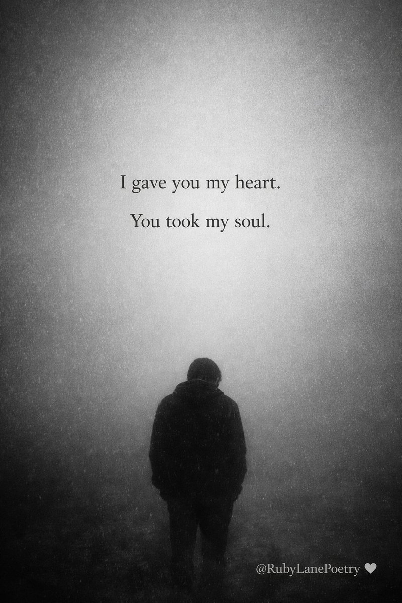 RubyLanePoetry's tweet image. I gave you my heart. You took my soul. 🖤
Because love is sometimes a quiet goodbye.

#RubyLanePoetry #CinematicPoetry #SoulfulLines #PoeticQuotes #EmotionalArt