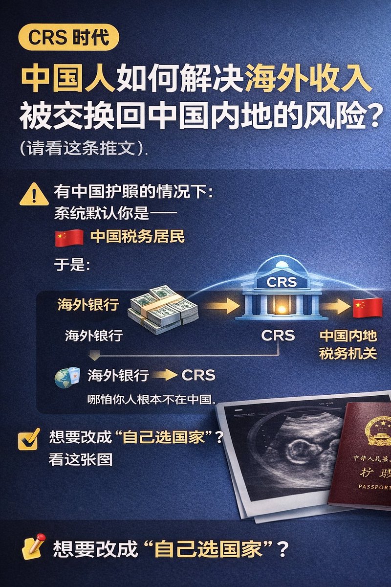 0xZiye's tweet image. CRS 在即｜中国人如何解决海外收入被交换回中国内地的风险1 ？【DIY税号】

很多中国人并不知道：
你在海外赚的钱，是怎么“自动回国”的。

不是银行举报你，
而是——CRS 信息交换系统。

⸻

🧠 CRS 到底在交换什么？

每年，各国银行会自动上报：
•银行账户余额
•利息、分红、投资收益…