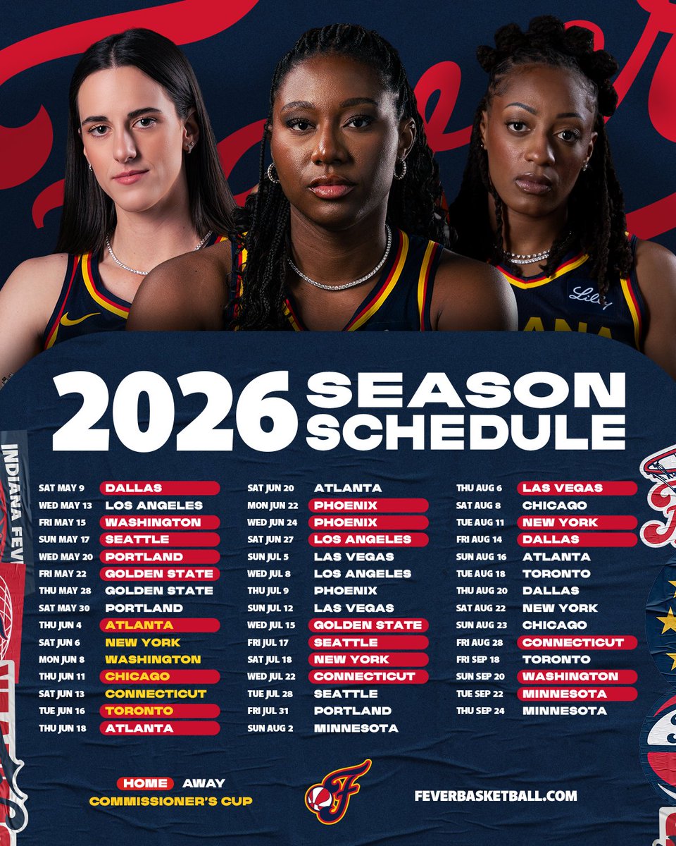 IndianaFever's tweet image. our 2026 schedule is here 👀

learn more: buff.ly/8oXjZle