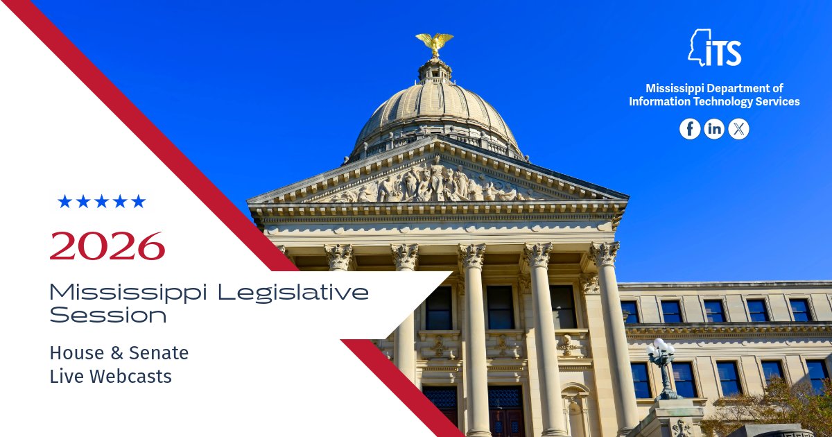 MSDeptofITS's tweet image. See how Government Works for Us! During the 2026 Legislative session, you can view the House and Senate Web Casts live at: 
youtube.com/c/MississippiL…
#msgov #msleg #WebWednesday