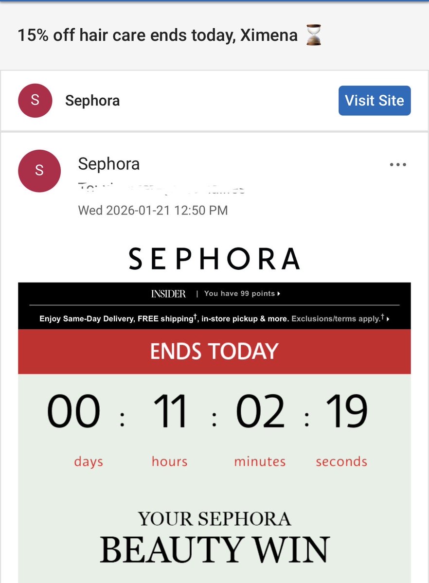 filmsling's tweet image. @Sephora sends me thousands of emails everyday day but never sends me my money back from a refund I did less than three weeks ago. It’s been THREE weeks and no “refund email”. Thieves!