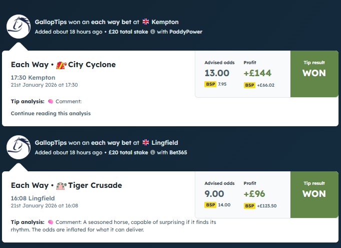 🏇 PREMIUM FREE WEEKLY GALLOPTIPS       
Discipline, Analysis &amp; daily results .       
Join now: t.me/GallopTips 
<a href="/Kempton/">Kempton Lam @Kempton@mas.to 🇺🇦 🇨🇦</a> <a href="/Lingfield/">Gerry</a>  #SportsBetting #UKHorses #DailyTips #BettingExpert #HorseTips