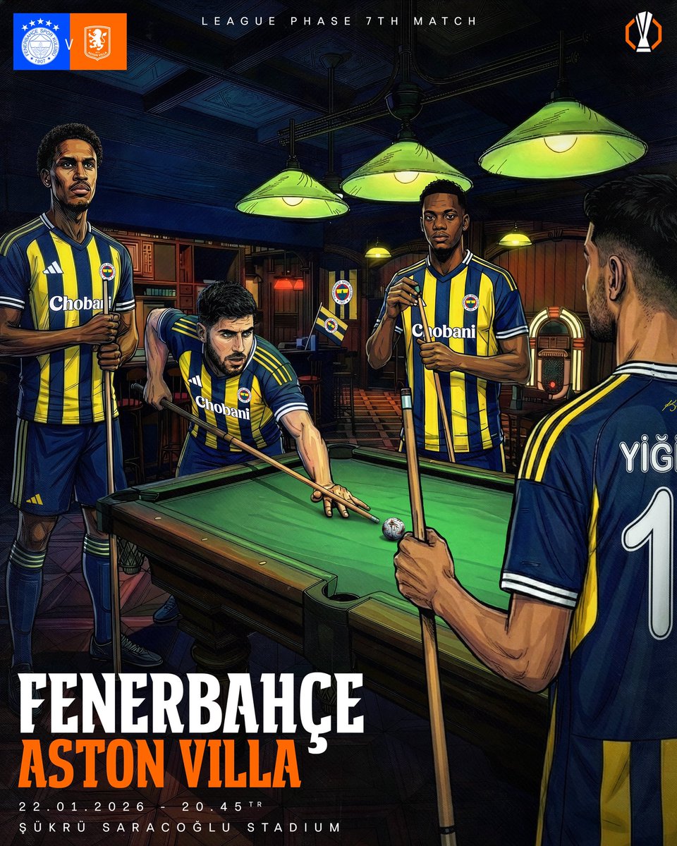 🏆 #UEL Lig Aşaması 7. Maç 

🆚 Aston Villa 
🗓 22 Ocak Perşembe 
🕣 20.45 
📍 Fenerbahçe Şükrü Saracoğlu Spor Kompleksi 
📲 #UEL #FBvAVL