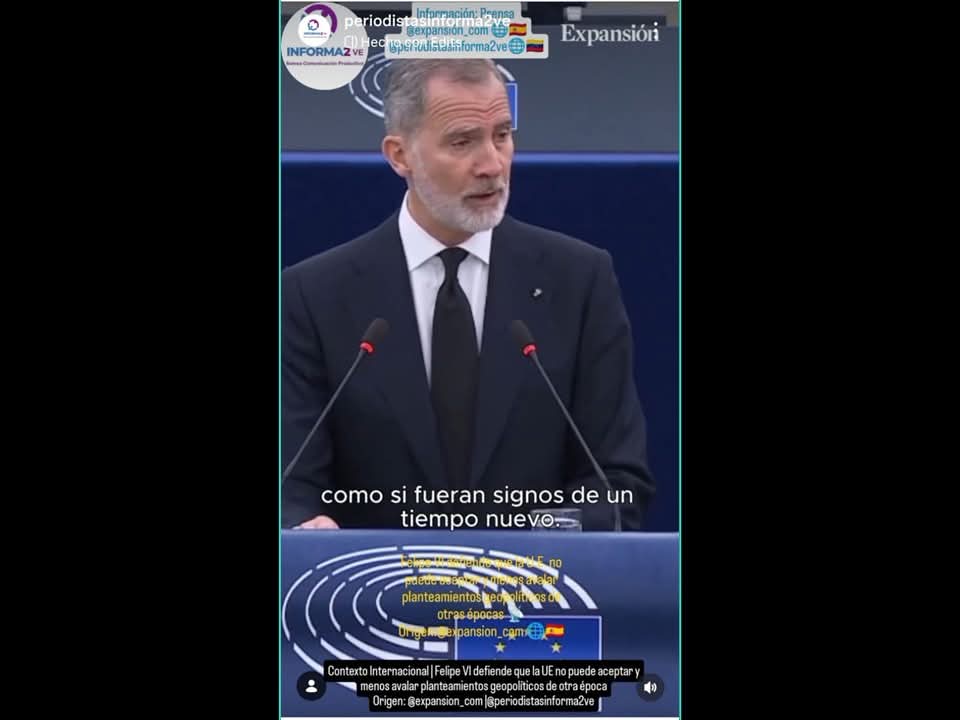 #Mundo y #Contexto Internacional | Felipe VI defiende que la UE no puede aceptar y menos avalar planteamientos geopolíticos de otra época acortar.link/v4fo9m 
<a href="/Informa2ve/">Informa2ve| ¡Somos Comunicación Productiva!</a> <a href="/rccarlosj/">Carlos J. Romero C.</a> <a href="/joserioslugo/">José Ríos Lugo</a> <a href="/elreporteglobal/">El Reporte Global</a> <a href="/expansioncom/">expansioncom</a> #Europa #Venezuela