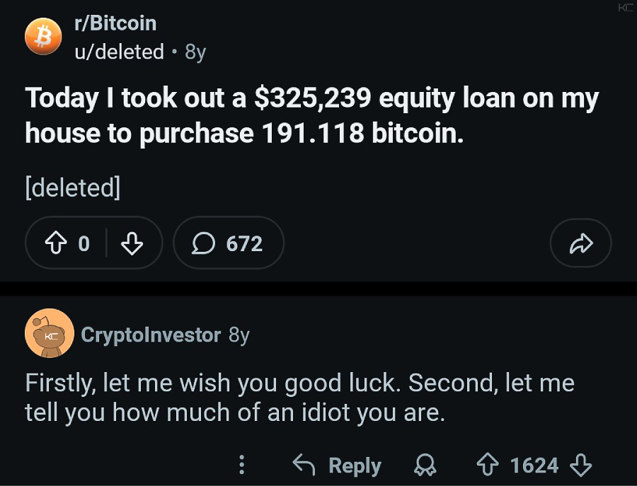 kunoo's tweet photo. He was called dumb for buying Bitcoin

Today he is worth over $17M https://t.co/oWBazSDSmm