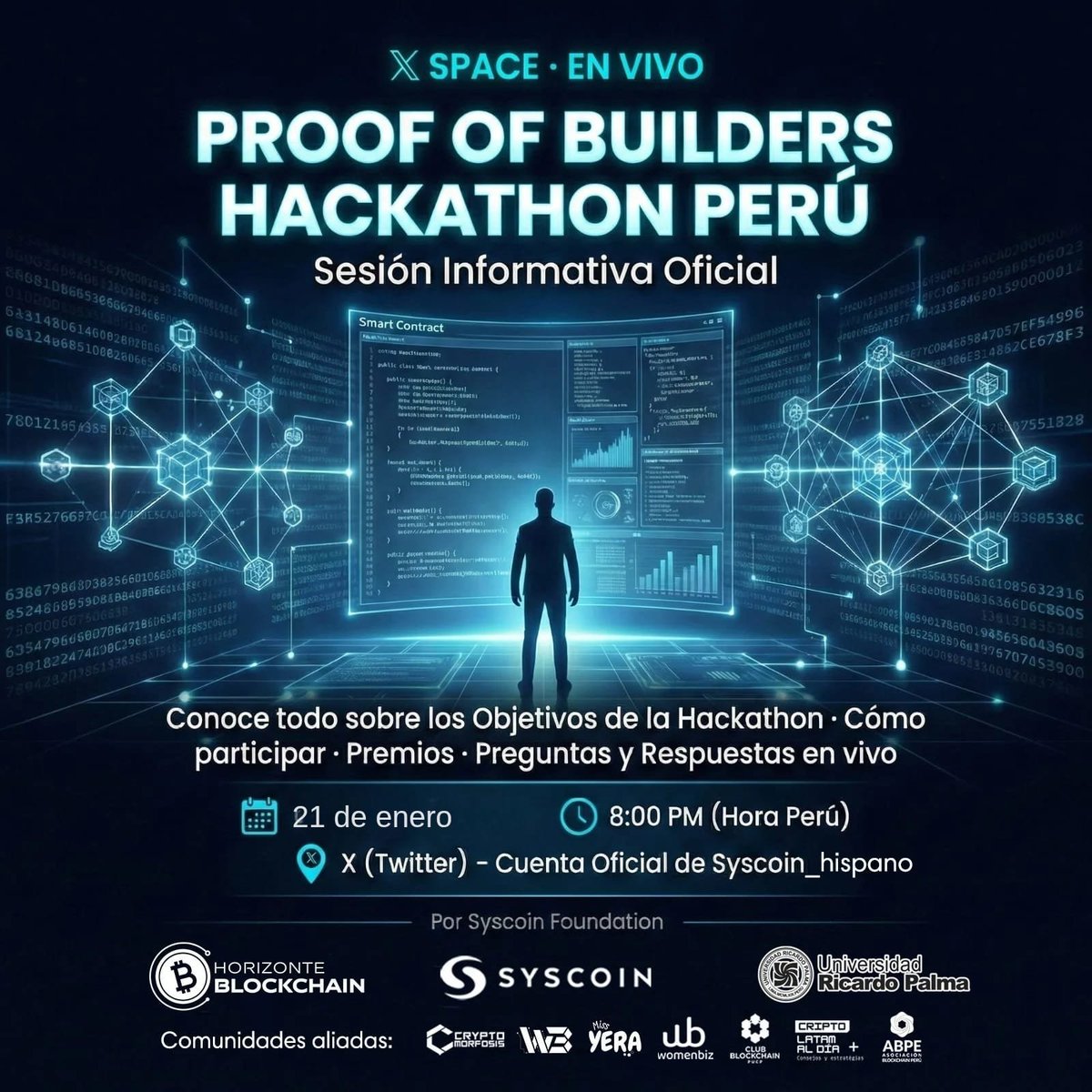 🚀 Proof of Builders – Hackathon Perú 2026

Hoy explicamos TODO en nuestro X Space oficial:
* Cómo participar
* Premios
* Roadmap de la hackathon

🕗 01:00 AM (UTC)
🕗 08:00 PM (Peru) 
📍 <a href="/Syscoin_Hispano/">Syscoin Hispano</a>

Únete aquí: x.com/i/spaces/1DXxy…

#BuildOnSyscoin #ProofOfBuilders