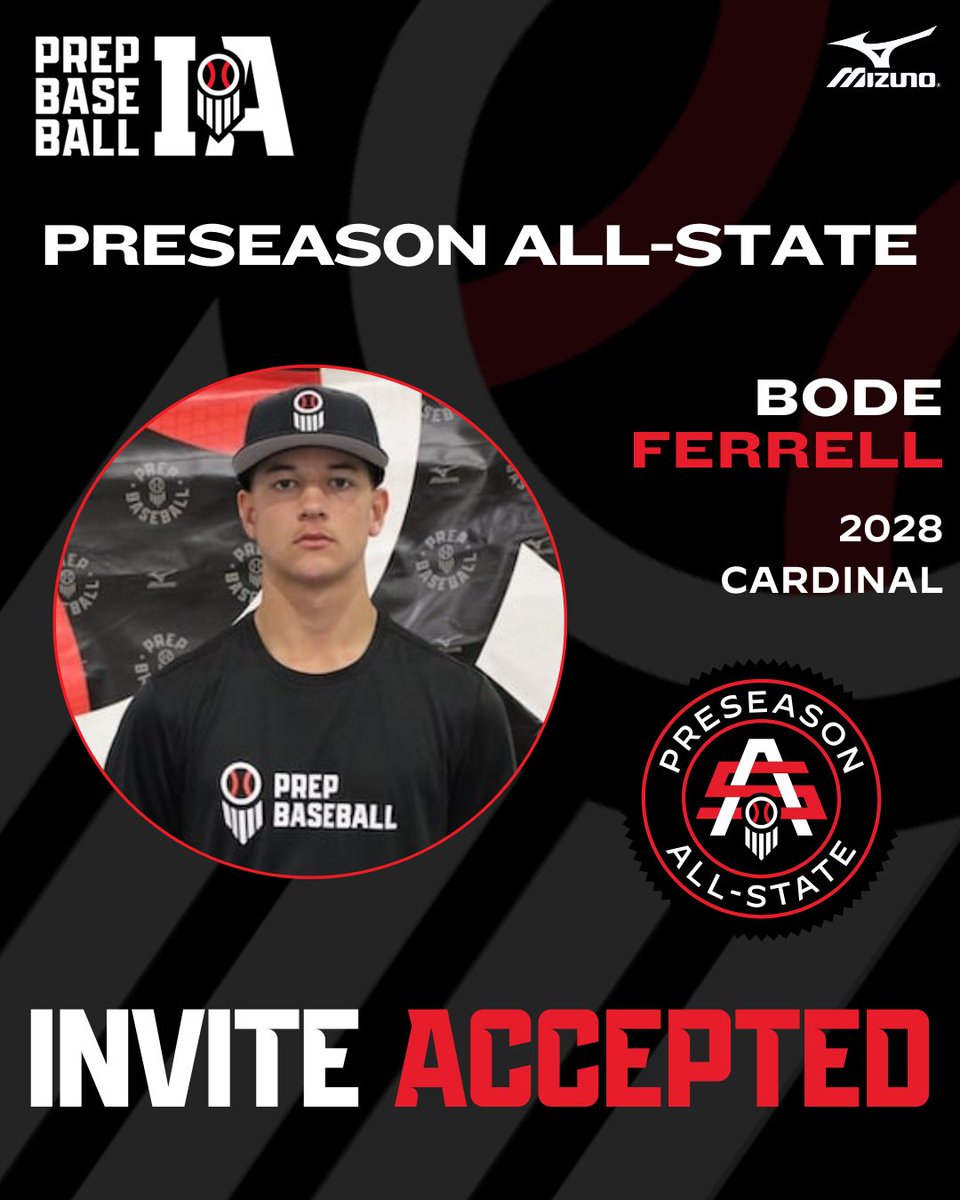 PrepBaseballIA's tweet image. #𝗜𝗔𝗣𝗔𝗦𝟮𝟲: 𝗜𝗻𝘃𝗶𝘁𝗲 𝗔𝗰𝗰𝗲𝗽𝘁𝗲𝗱 ✅

𝗣𝗿𝗼𝘀𝗽𝗲𝗰𝘁: Bode Ferrell
𝗖𝗹𝗮𝘀𝘀: 2028
𝗛𝗦: Cardinal
𝗣𝗢𝗦: 3B/RHP
𝗦𝘁𝗮𝘁𝗲 𝗥𝗮𝗻𝗸: 32

👤:  loom.ly/2OGBspU | @BodeFerrell

𝚁𝚎𝚚𝚞𝚎𝚜𝚝 𝚈𝚘𝚞𝚛 𝙸𝚗𝚟𝚒𝚝𝚎 ⤵️
loom.ly/QRHiNt4