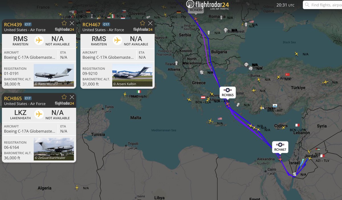no_itsmyturn's tweet image. Several USAF 🇺🇸 airlift to Amman, Jordan 🇯🇴