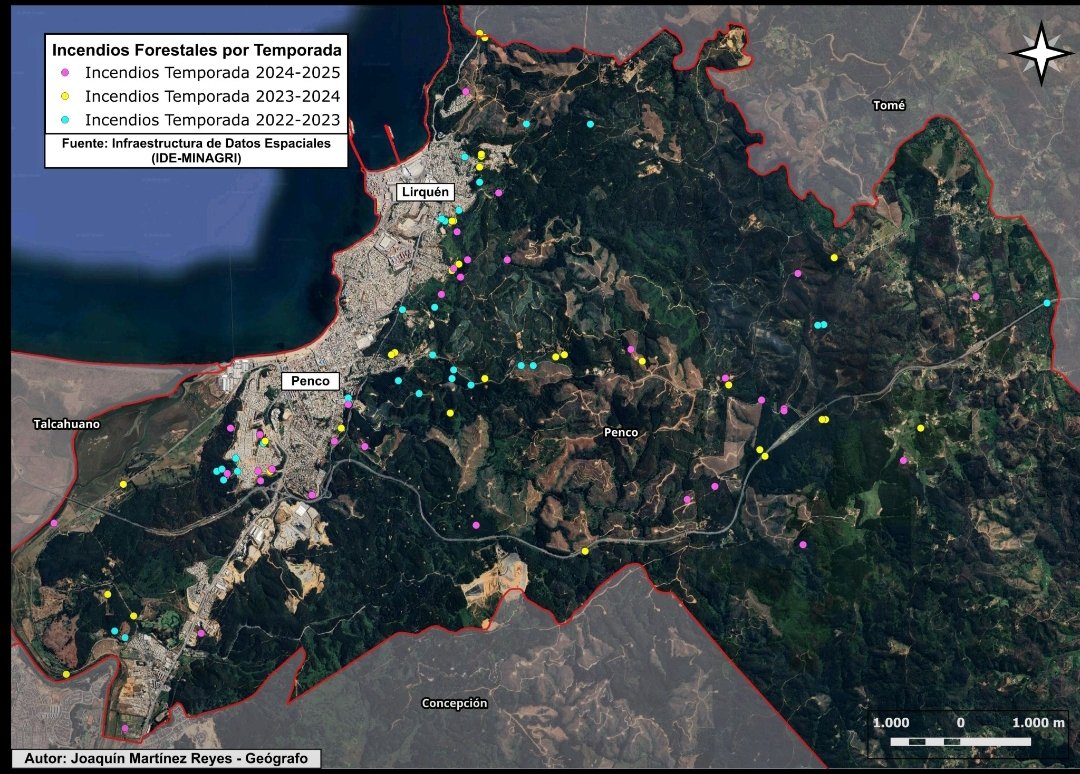 joaquin_emr's tweet photo. Los invito a ver un análisis de mi autoría sobre la cantidad de siniestros de incendios forestales desde el año 2022 al 2025 para la comuna de Penco. ¿Crónica de una tragedia anunciada?  https://t.co/MdH0zVNYhL @conaf_minagri @MinagriCL https://t.co/PGIcQSDCF1