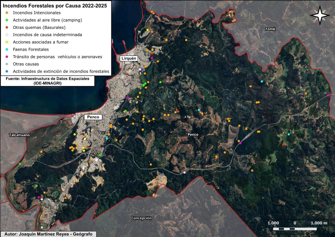 joaquin_emr's tweet photo. Los invito a ver un análisis de mi autoría sobre la cantidad de siniestros de incendios forestales desde el año 2022 al 2025 para la comuna de Penco. ¿Crónica de una tragedia anunciada?  https://t.co/MdH0zVNYhL @conaf_minagri @MinagriCL https://t.co/PGIcQSDCF1