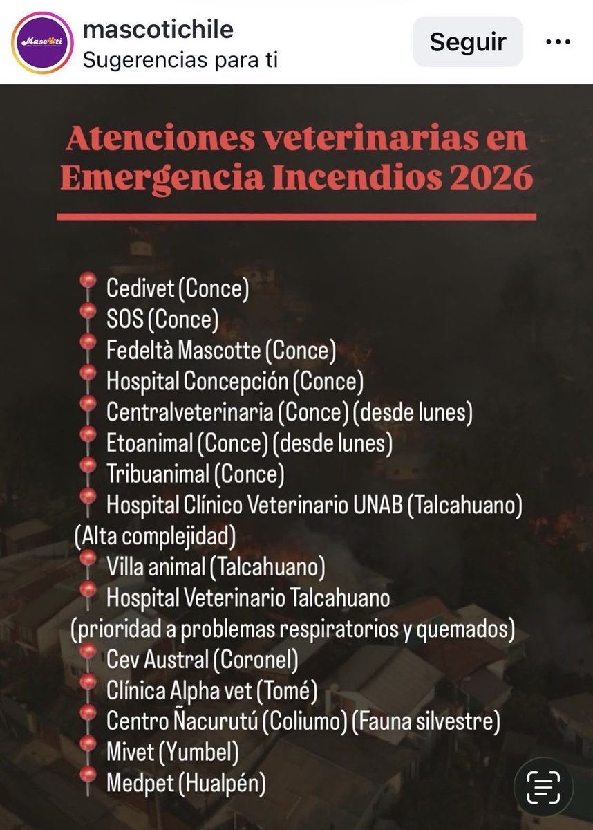 <a href="/alegriagonzaa/">Alejandro Alegria 🌴</a> <a href="/marcelamomberg/">marcelamomberg</a> <a href="/carolinapinoc/">Caro 🌲 C.</a> <a href="/PerrosPlazaHuem/">Perras Tuiteras🐾 Barrio Franklin 🇨🇱🐶🐱</a> <a href="/reddeemergencia/">Red de Emergencia ONG</a> Lugares donde están atendiendo gratuitamente .