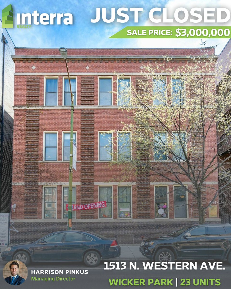 InterraRealty's tweet image. JUST CLOSED | Wicker Park
Congratulations to Interra Realty Managing Director Harrison Pinkus who brokered the sale of this 23-unit multifamily property in Chicago's Wicker Park neighborhood.

#CRE #realestate #recentclosings #Chicago #WickerPark