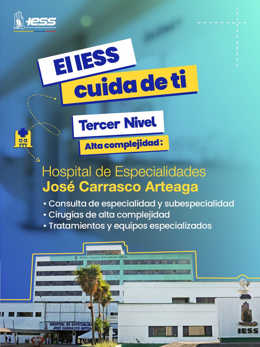 IESSHJCA's tweet photo. El 🏥 Hospital de Especialidades José Carrasco Arteaga es un establecimiento de tercer nivel que ofrece servicios de salud para asegurados con requerimientos médicos de alta complejidad.

Más información ➡️ https://t.co/0xyu9wSPIP https://t.co/iKQansL0h6