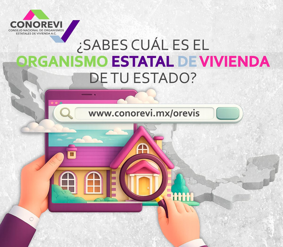¿Buscas orientación en materia de vivienda en tu estado? 🔍🏠

Identifica el Organismo Estatal de Vivienda que te corresponde y consulta el directorio nacional de CONOREVI.

🔗 conorevi.mx/orevis
