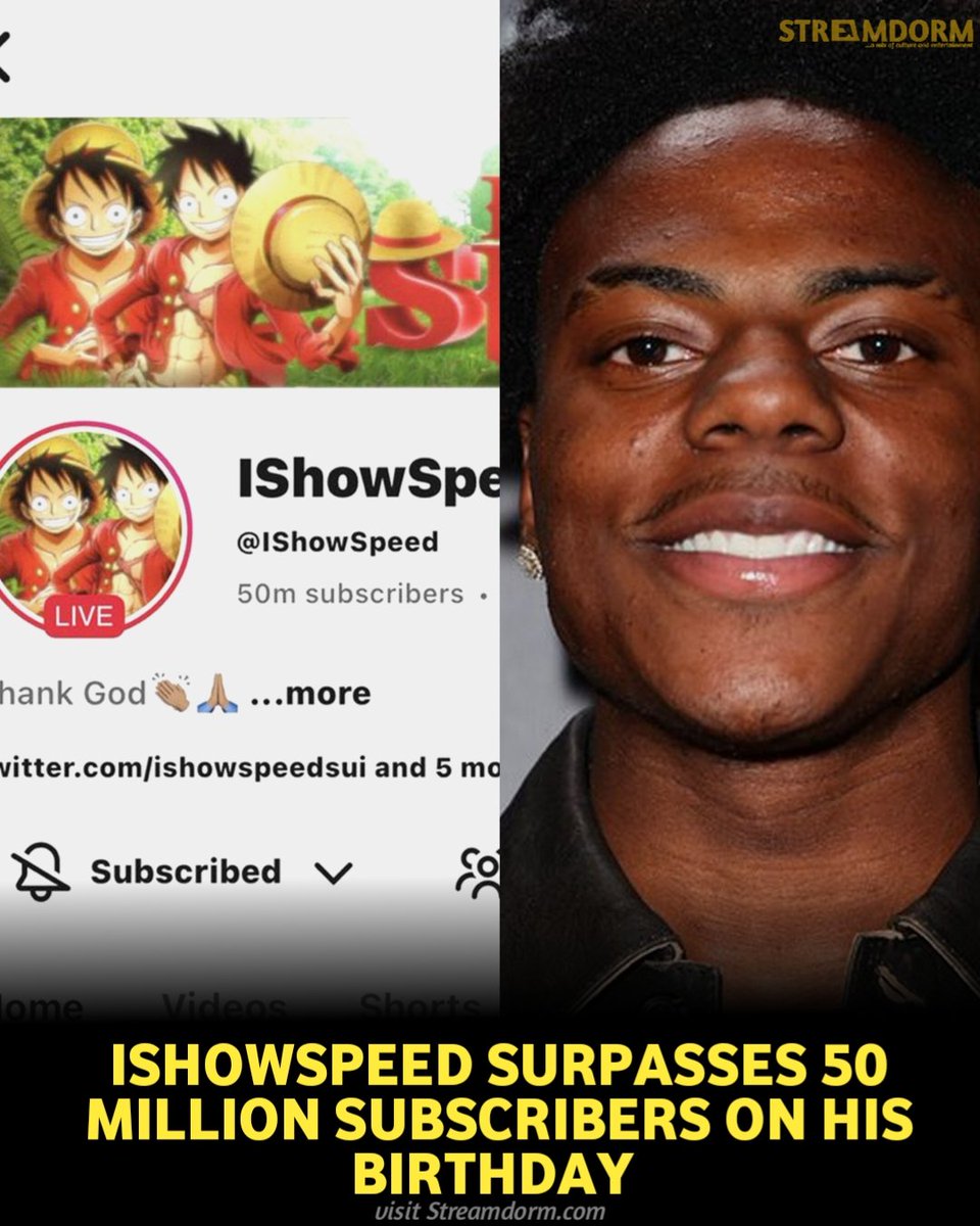 iShowSpeed surpasses 50 Million Subscribers on his Birthday