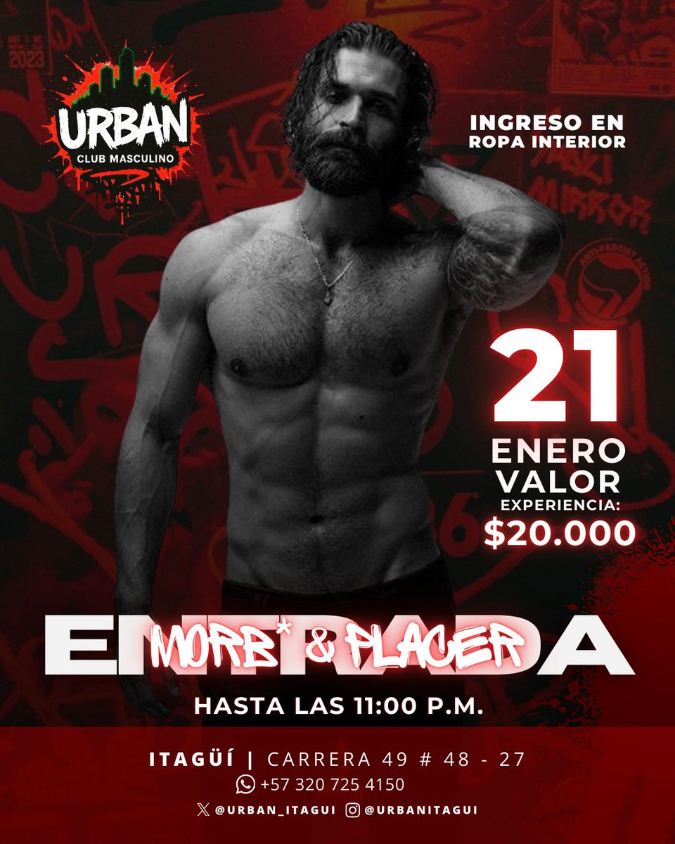 MORB &amp; PLACER* 🔥
Cuerpos, miradas y deseo sin reglas.
21 de enero · Ingreso en ropa interior.
Urban Club Itagüí.

chudai wataaaa

@batelosmedellin <a href="/grindrmedelli11/">grindrmedellin</a> @encuentrogaymed @eventosgaymed