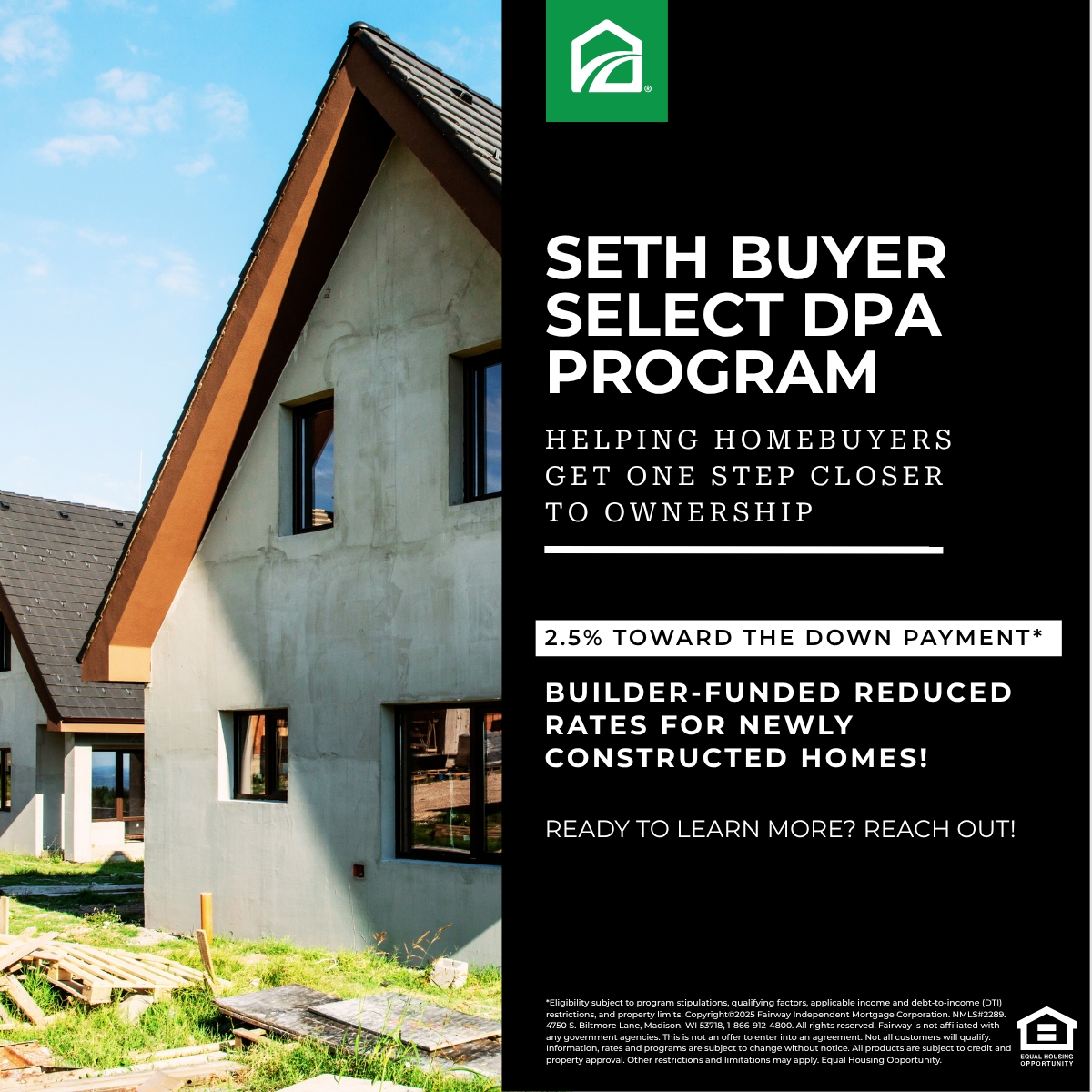Own your new home with less stress. Ask me about the Buyer Select DPA Program today!
