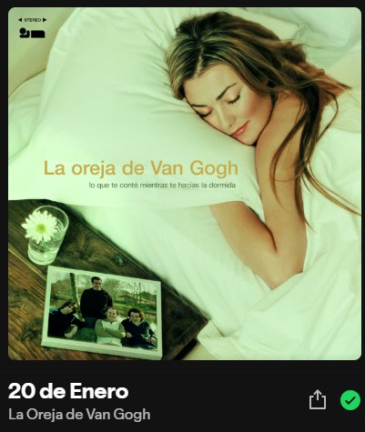 Formula_Music's tweet photo. IMPRESIONANTE‼️
#20deEnero de @laorejadevgogh, reingresó ayer, 20 de enero, en la lista de las 200 canciones más escuchadas de Spotify España, con 57.039 reproducciones.

¡La canción roza ya los 100 millones de reproducciones en @SpotifySpain! 😱 https://t.co/xQbh8sbtXN