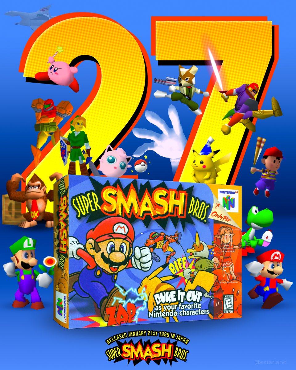 Today is the 27th anniversary of Super Smash Bros! 💥