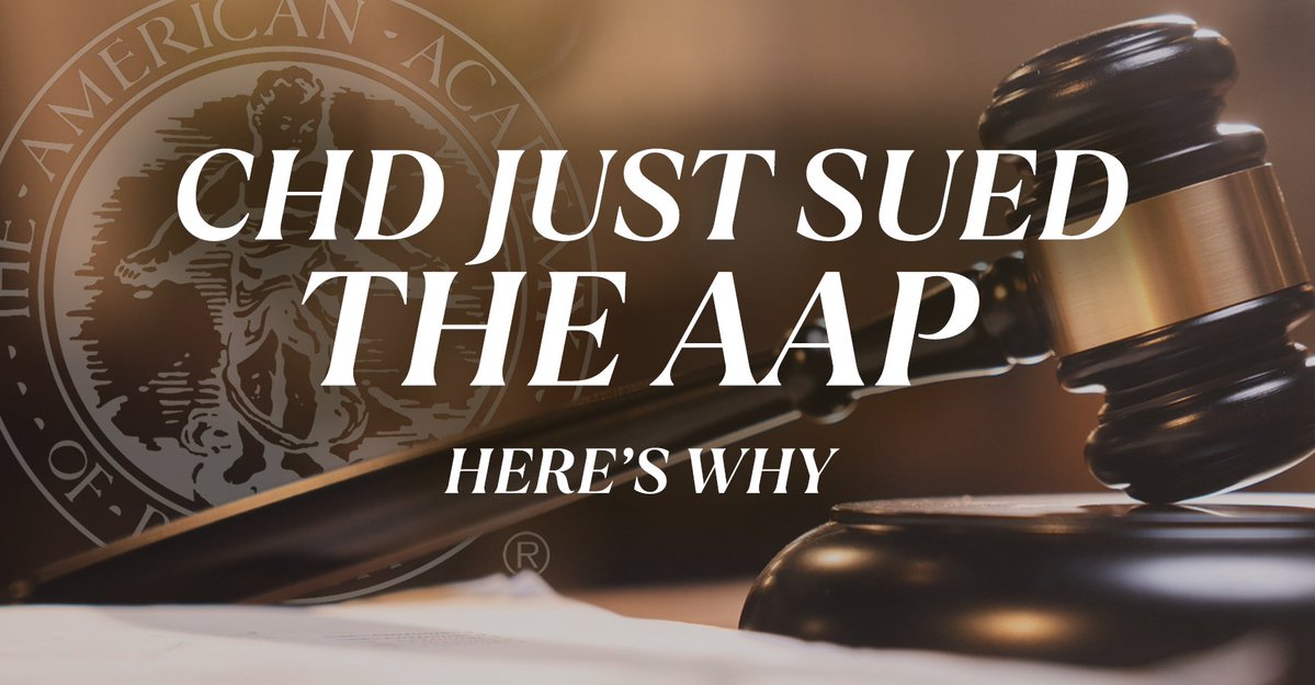 🚨 BREAKING: In a lawsuit filed today, CHD and five other plaintiffs accused the American Academy of Pediatrics (AAP) of running a decades-long racketeering scheme to defraud American families about the safety of the childhood vaccine schedule.