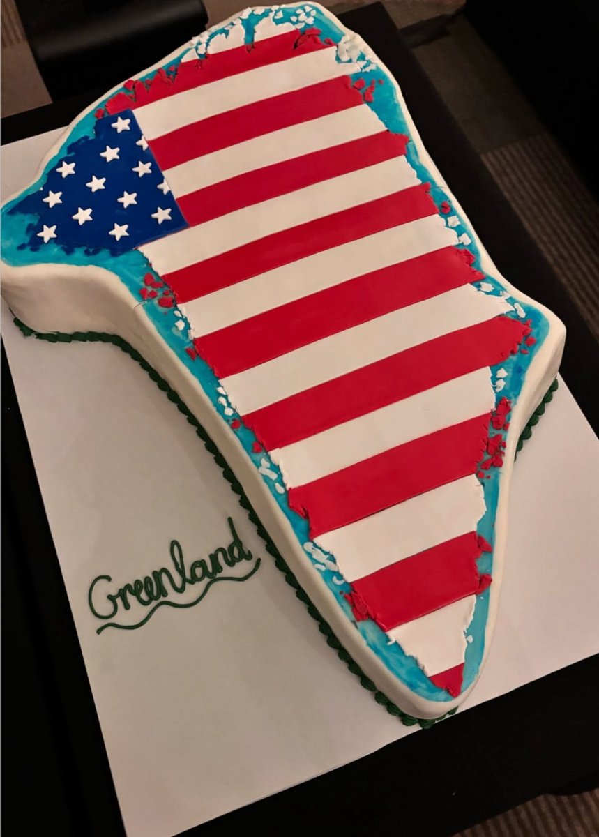 patriottakes's tweet image. Last night, GOP members were cutting up a cake of Greenland covered with an American flag.

Today, they are all praising Trump for caving.