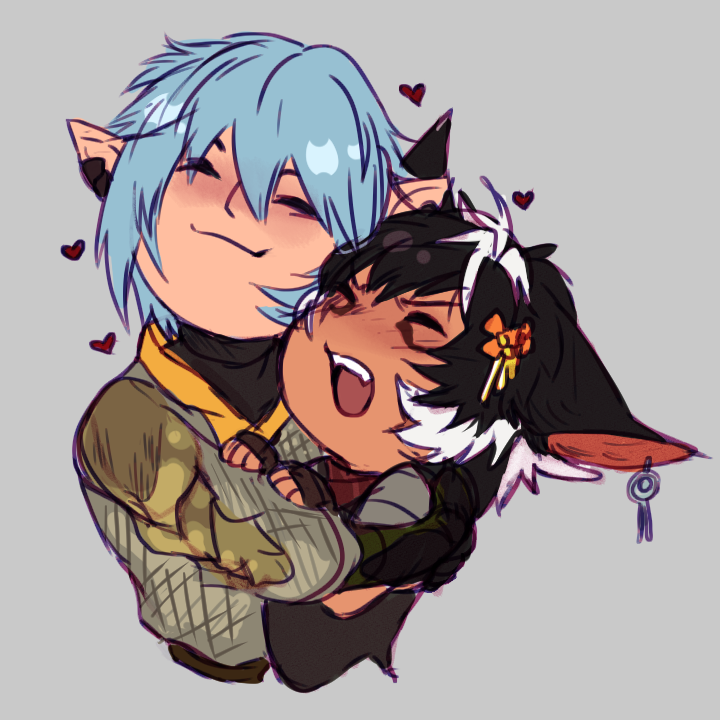 yob0t's tweet image. really old drawings of my ffxiv character and haurchefant