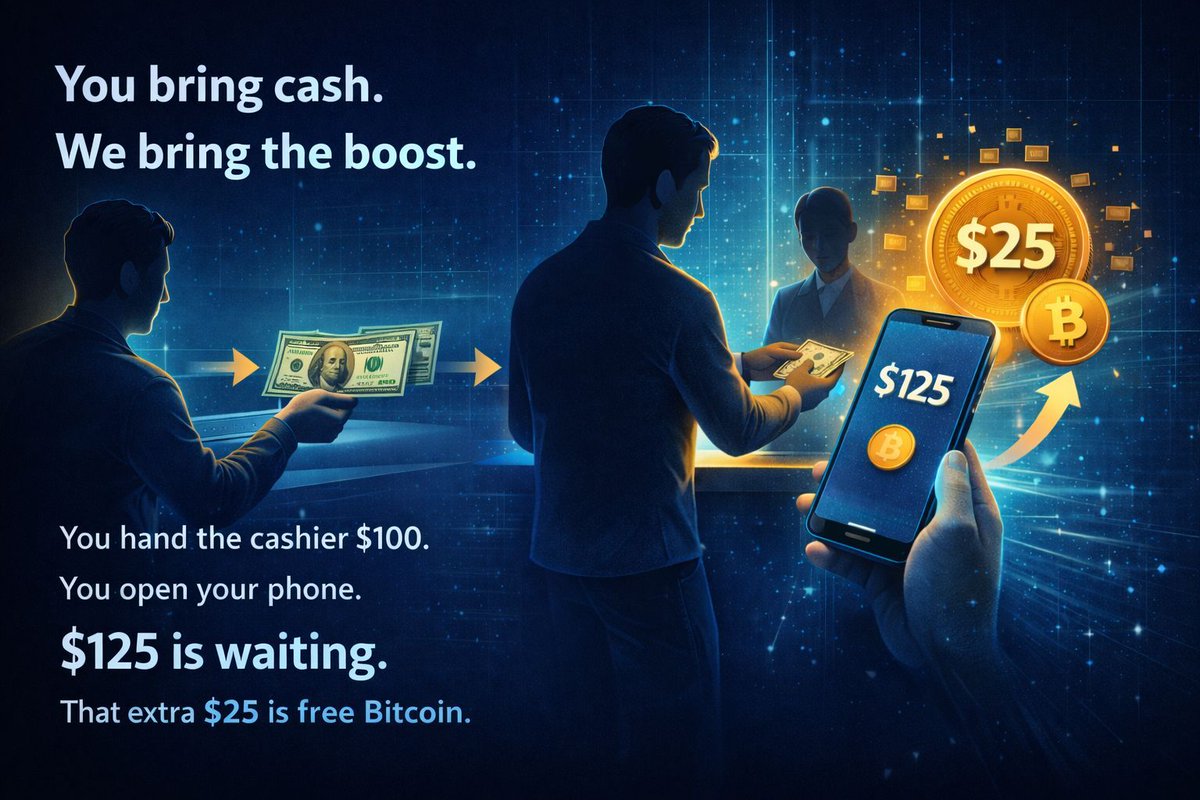 cryptodispenser's tweet image. You bring cash.

We bring the boost.

You hand the cashier $100.
You open your phone.

$125 is waiting.

That extra $25 is free Bitcoin.

Instant.Usable.

This is not hype.
This is design.

👉CryptoDispensers.com

#CryptoDesign #FreeBitcoin #BitcoinBonus