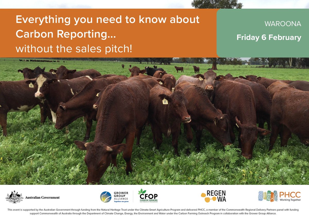 RegenWa's tweet photo. Learn how to calculate greenhouse gas emissions and carbon storage for your property, explore what carbon farming means for your business, and identify opportunities, risks and obligations. Waroona, Feb 6. 

https://t.co/VigUvXRVXL https://t.co/ks6F3Ifp1U