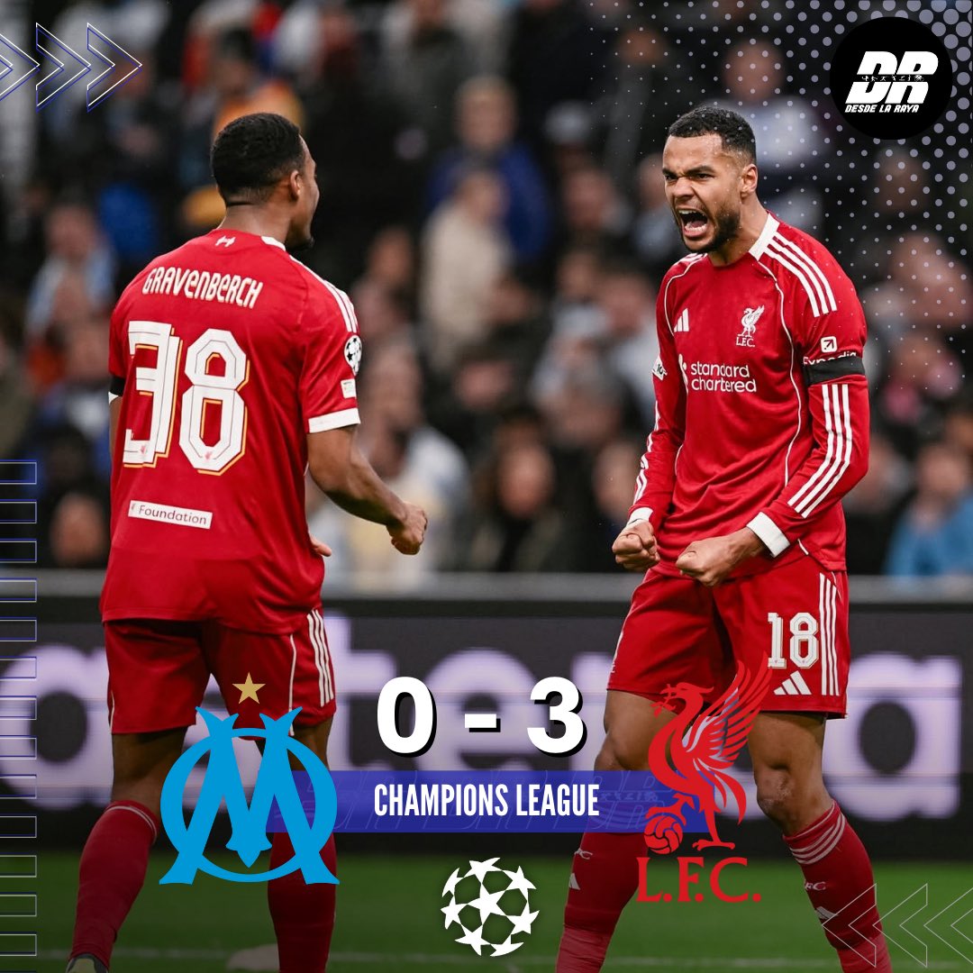 LIVERPOOL PISA FUERTE DE VISITANTE🔴💪🏻

Liverpool derrotó 3-0 al Olympique de Marsella por la Champions League. Dominik Szoboszlai abrió el marcador, el segundo llegó tras un autogol de Gerónimo Rulli y Cody Gakpo cerró la cuenta con una definición dentro del área.